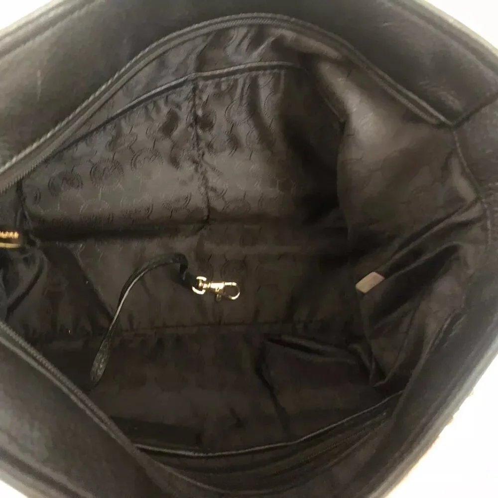 Michael Kors Handbag Leather Shoulderbag Black Purse Satchel With Gold Chain